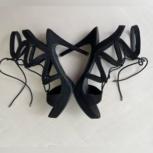 Guess/ Platform Heels/sandals/Aurela3/ black/suede/8,5
